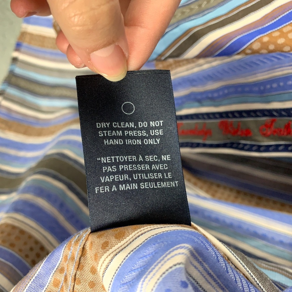 Robert Graham Shirt Mens Large L Multi Striped Button Down Embroidered Flip Cuff - Picture 6 of 9